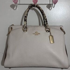 Coach Cream and Leopard Print Satchel